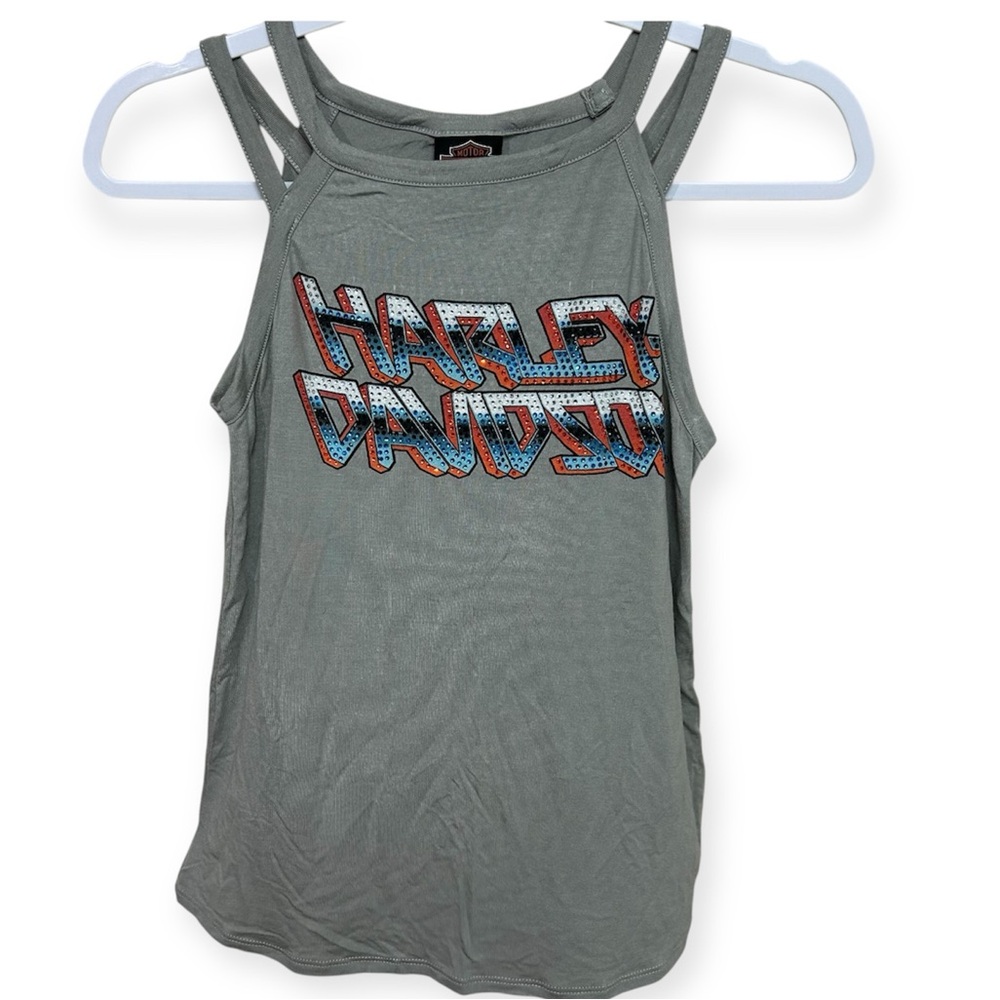 Harley-Davidson Gray Rhinestone Tank Top